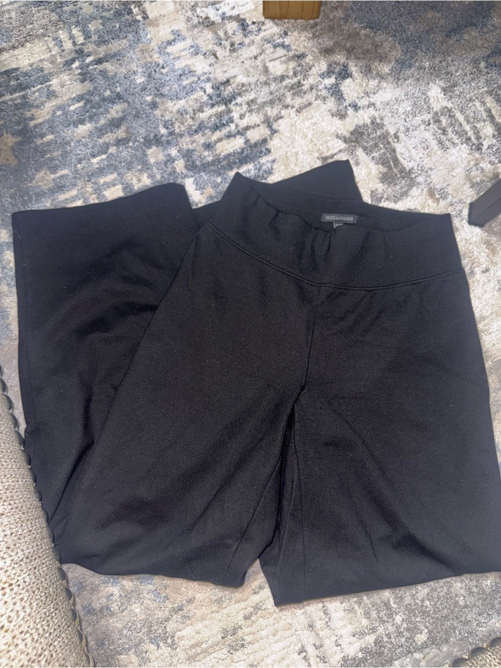 Eileen Fisher Black Wide-Leg Pull-On Pants